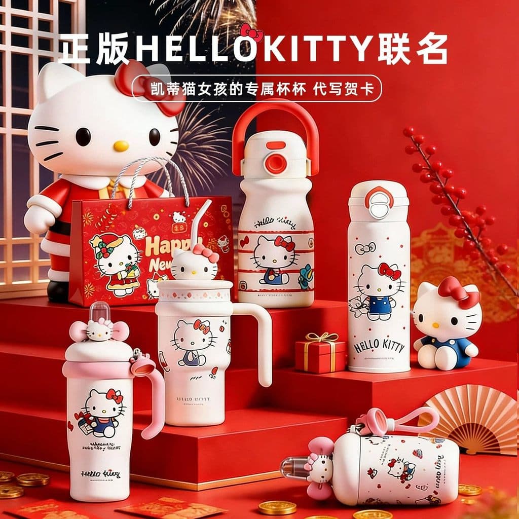 Hellokitty copo térmico novo estilo influenciador venda quente copo de água de alto valor presente de aniversário para m