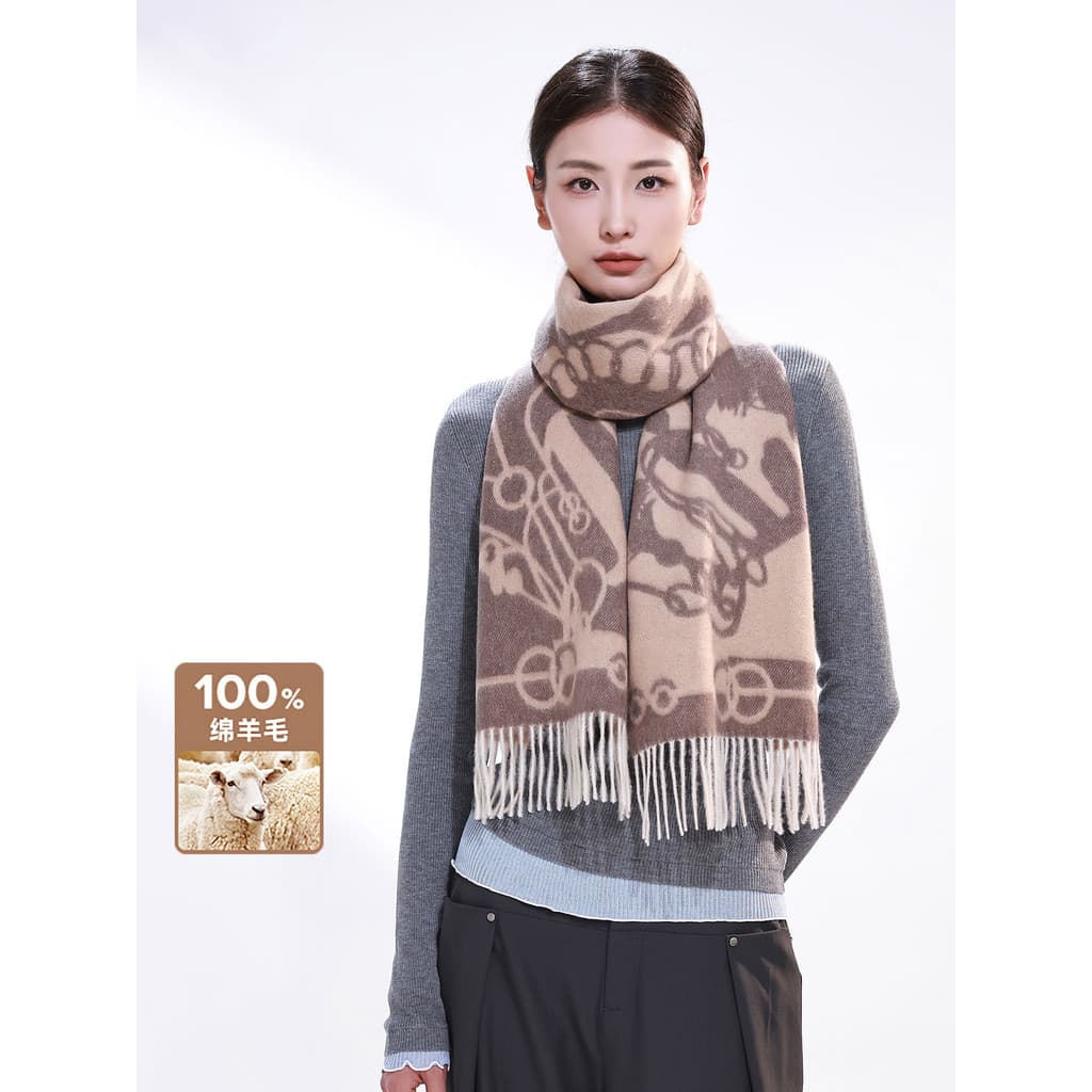 Grande marca High-End sentimento 100% lã pura cachecol xale dupla utilização 2025 outono inverno novo estilo moda cachec