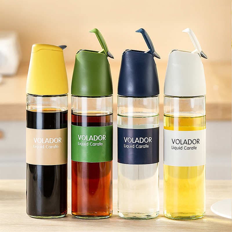 Peixe voador abertura e fechamento automático pote de óleo grau alimentício molho de óleo vinagre vinho tempero garrafa