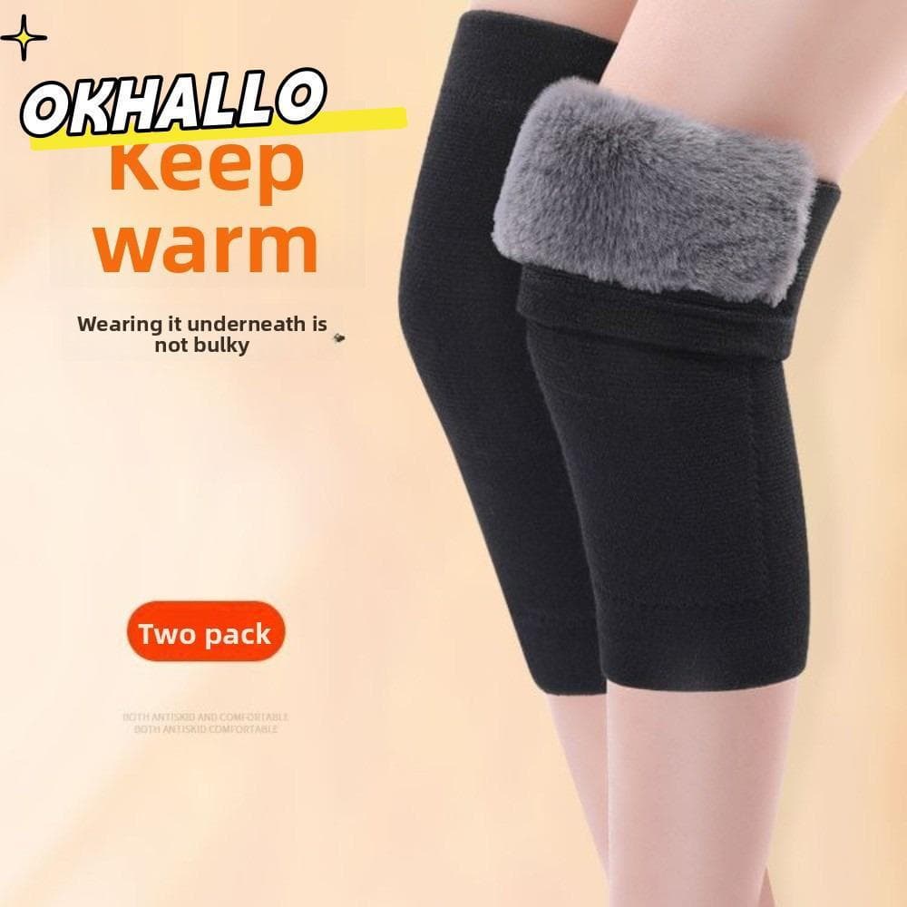 Protetor De Joelho Quente OKHALLO , Mangas Esportivas Anti-Frio Espessadas Para Pernas , Joelheiras De Inverno De Lã De