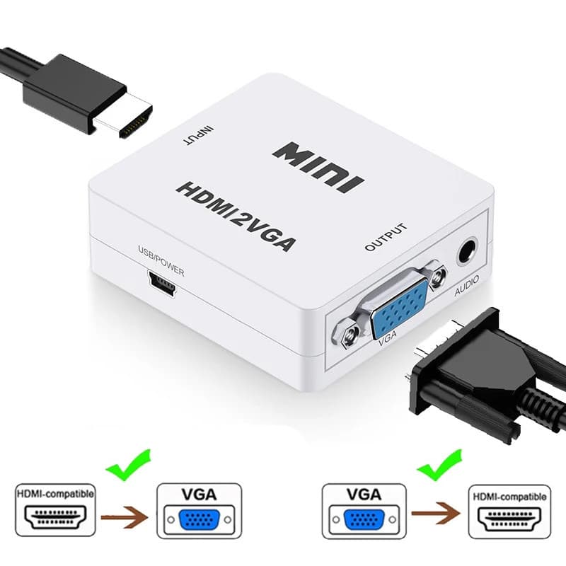 Conversor HDMI para VGA com Áudio, Conversor VGA para HDMI, Adaptador HDMI para Notebook, Xbox360, DVD, PS3, PC, TV Box
