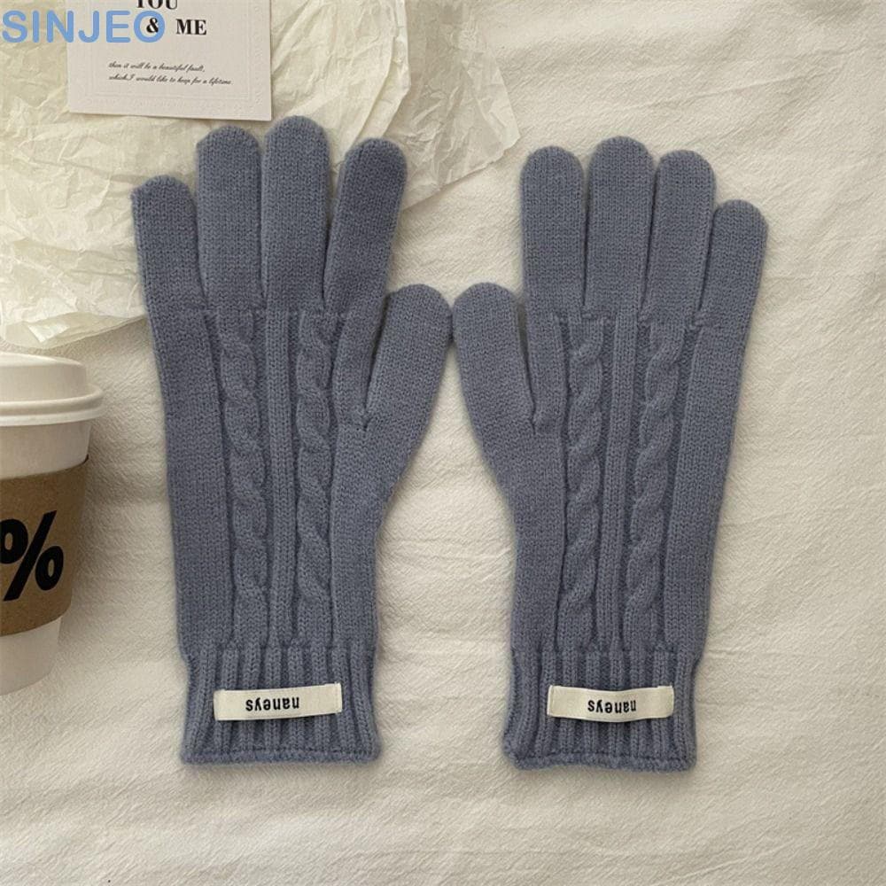 SINJEO Lady Finger Gloves , Y2k Luvas De Malha Coreanas Quentes , Cor Sólida Com Tela Sensível Ao Toque À Prova De Vento