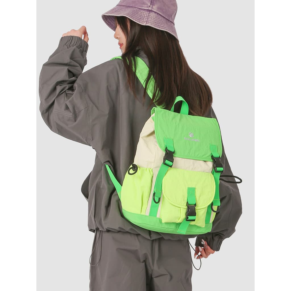 Mochila de cor contrastante feminina 2026 novo estilo estilo coreano escola secundária grande capacidade mochila escolar