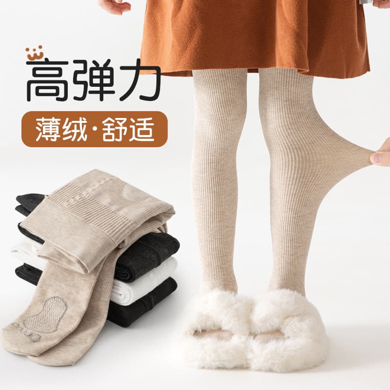 Meninas meia-calça 2026 inverno novo estilo crianças meias de lã fina roupas de inverno bebê cor sólida meia-calça médio