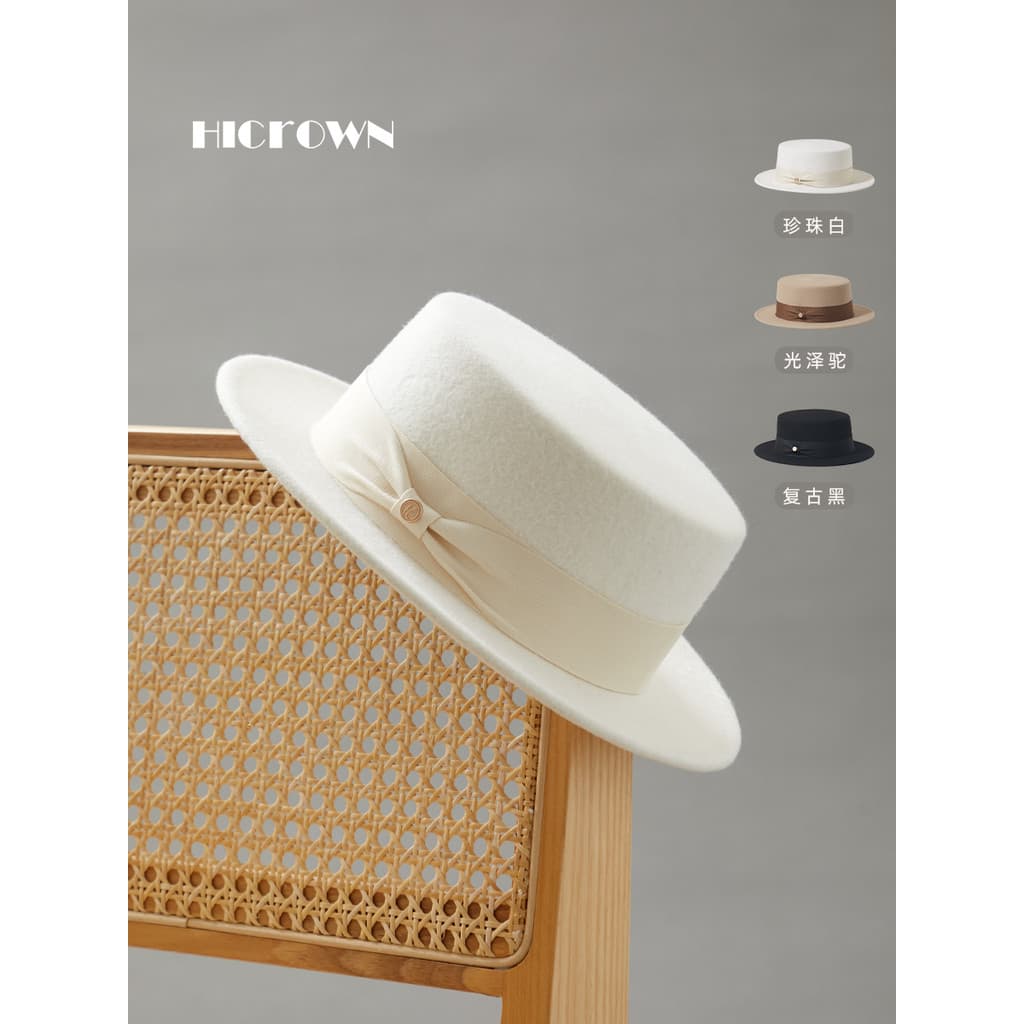 Outono inverno lã plana chapéu de feltro Retro francês europeu americano elegante grande circunferência da cabeça Unisex