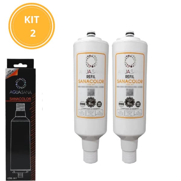 Kit 2 Refil Filtro Purificador Água Compatível Colormaq Premium Sanacolor Agua Sana