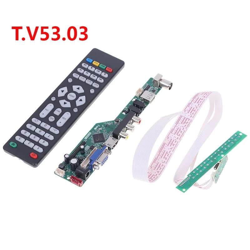 Placa Controladora Universal para TV LCD T.V53.03 V53, Placa-Mãe para TV Analógica/AV/PC/HDMI/USB