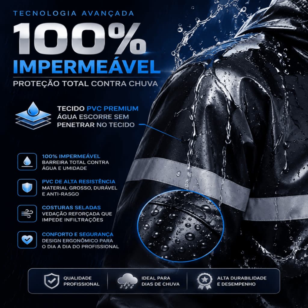 Kit Capa Impermeável Para Motoqueiro + Calça Reforçada