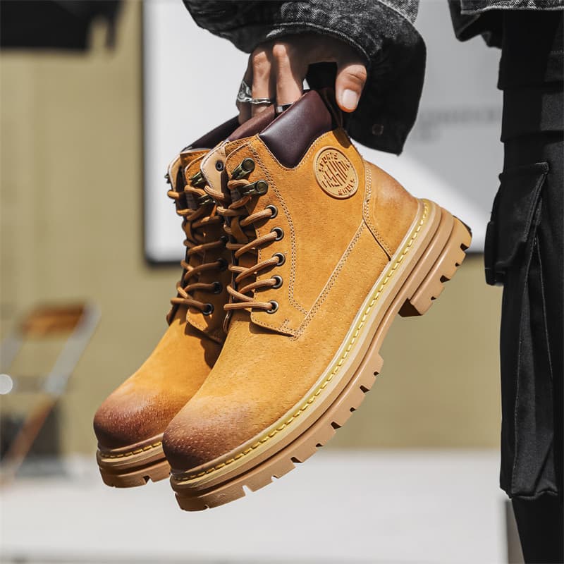 Moda novos homens britânicos Martin botas de couro genuíno fosco sola grossa aumentando botas gerais na moda botas ruiba