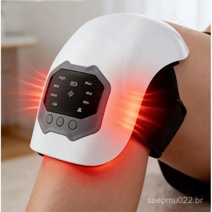 Massageador de Joelho Sem Fio com Luz Vermelha e Tela LED para Alívio da Dor nas Articulações e Terapia de Calor para Ma