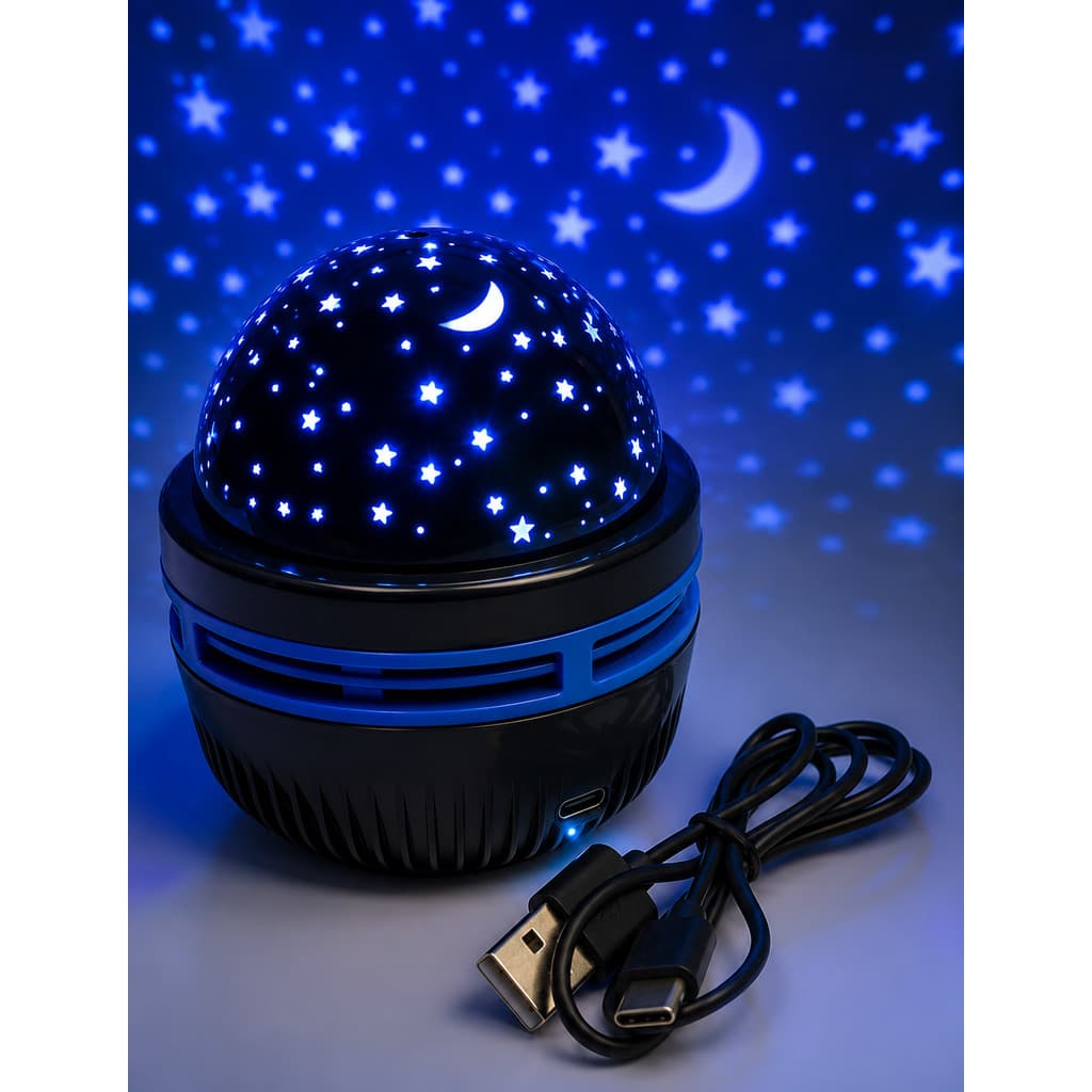 Luminária Abajur Projetor Noturno Céu Estrelado LED USB Luz Relaxante Infantil e Adulto