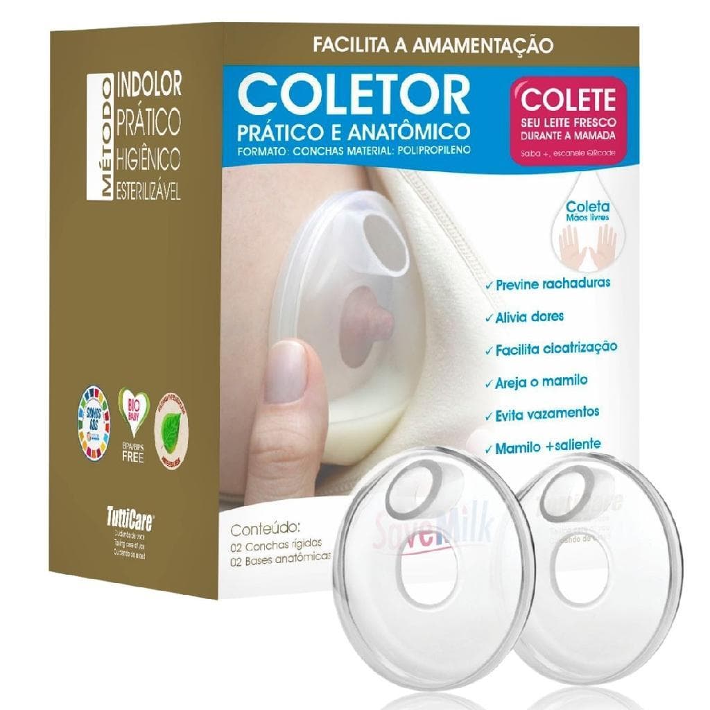 Kit 2 Coletor Concha Leite Materno Base em polipropileno Mãos livres Amamentação Confortavel