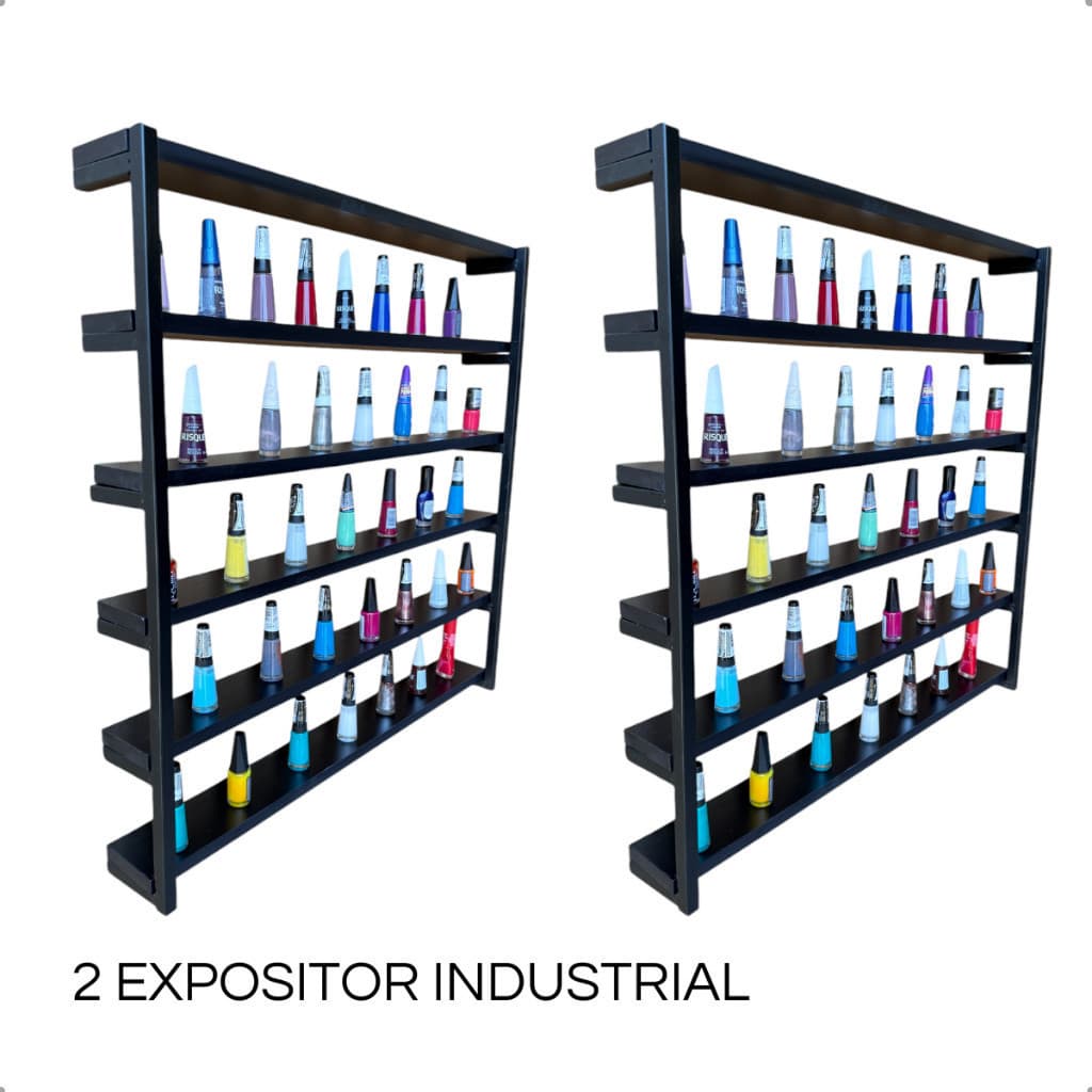 Kit 2 Nicho Expositor de Esmaltes Manicure Feito com Metalon e MDF Preto