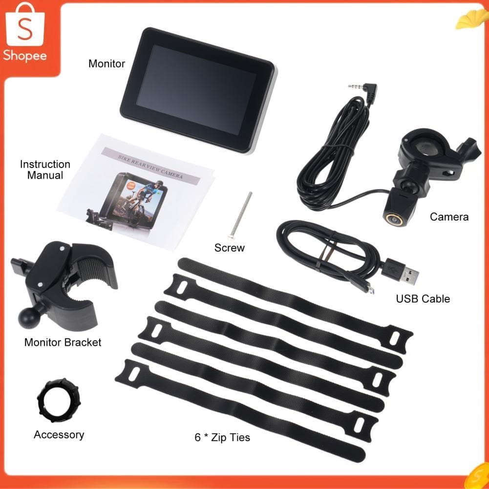 Hap Domary Câmera Retrovisor Guiador Bicicleta Espelho 1080p Vista Traseira com Tela 4.3 Função de Visão Noturna 110°