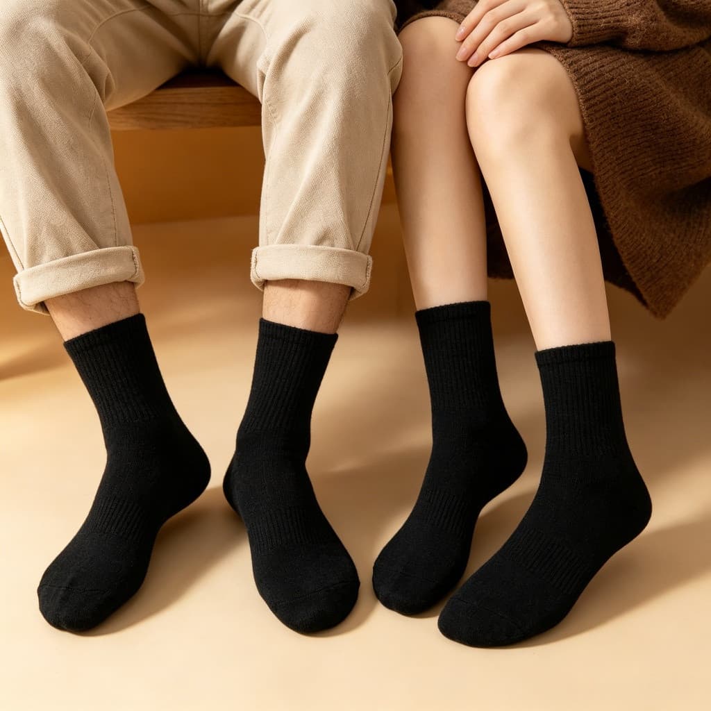 Kit 5/10 Pares Meias Algodão Cano Médio Unissex - Quentes e Confortáveis para Inverno