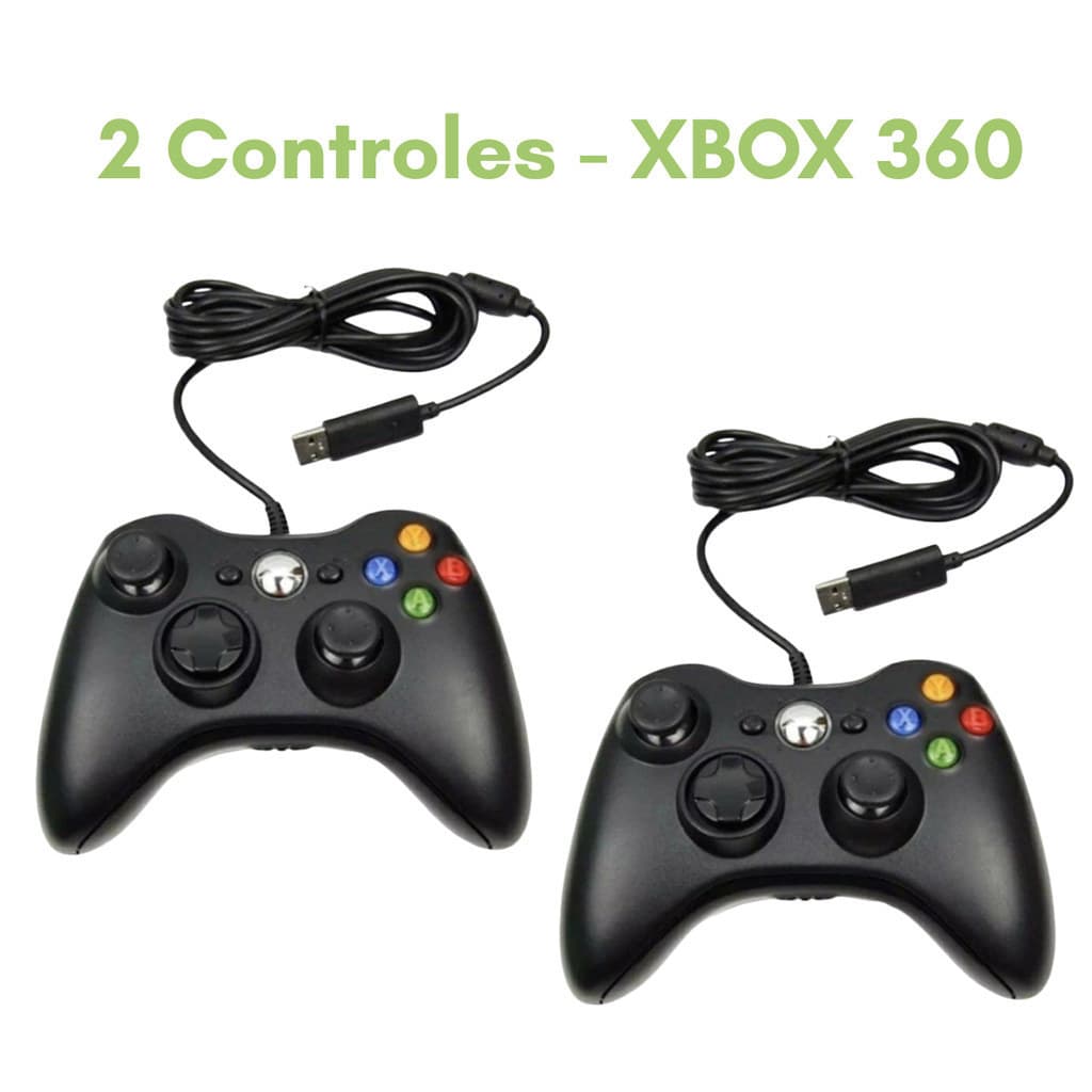Conjunto 2 Controles Joystick c/ Fio Compatível com PC, USB