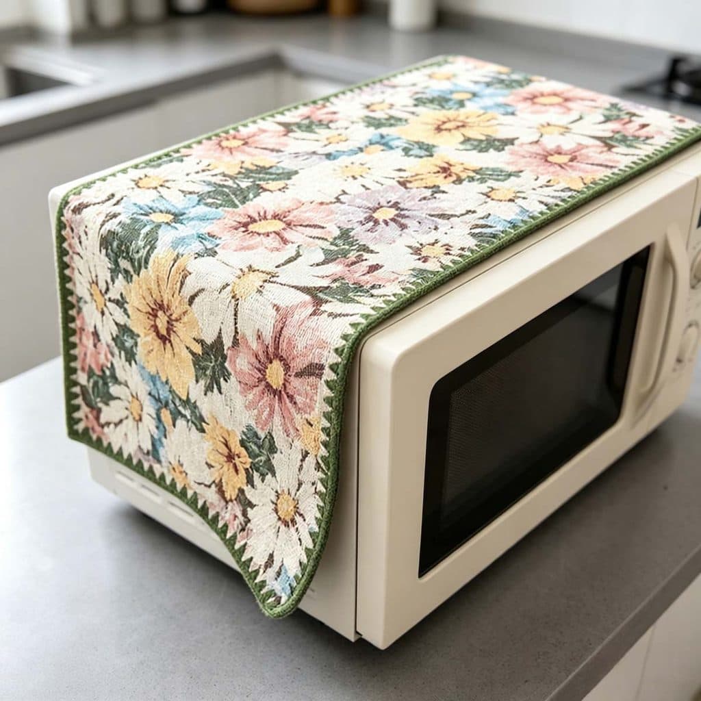 Capa Antipoeira Para Forno De Micro-Ondas 30 Cm X 90 Linho De Algodão Macio Cozinha Doméstica Lavável Pano À Prova De Po