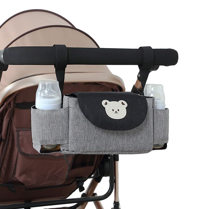 Saco de armazenamento para carrinho de bebê, multifuncional, suporte para copo de água para garrafa de bebê, cesta de ar