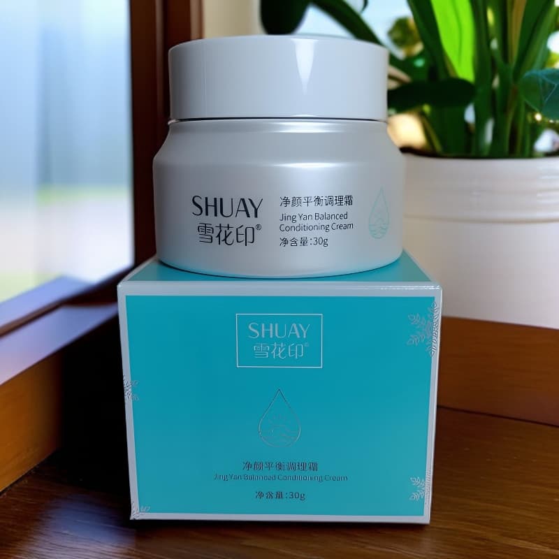 Yuemei Floco de Neve Impressão Limpeza Equilíbrio Creme Condicionador 30g Água Óleo Equilíbrio Linhas de Luz Creme 398 a