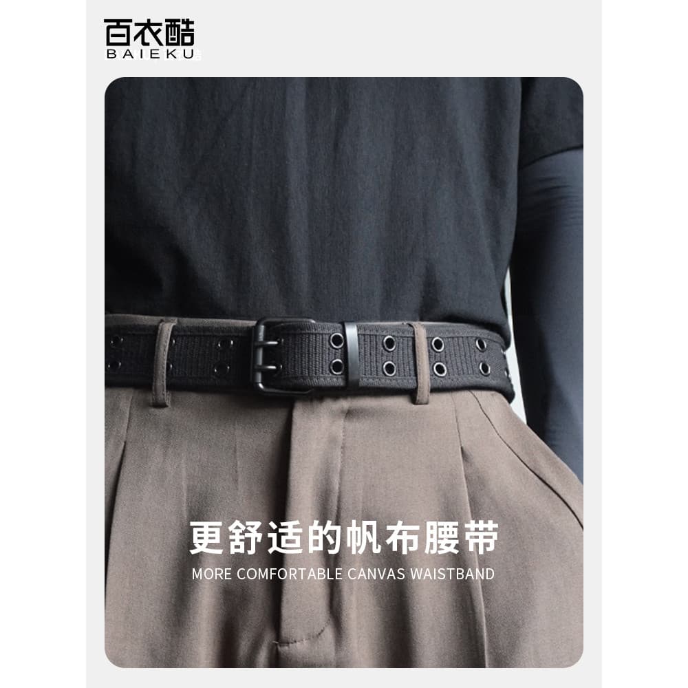 Baiyi cinto legal masculino feminino cinto de lona cinto de pano preto Samurai legal cinto preto 2023 novo estilo moda