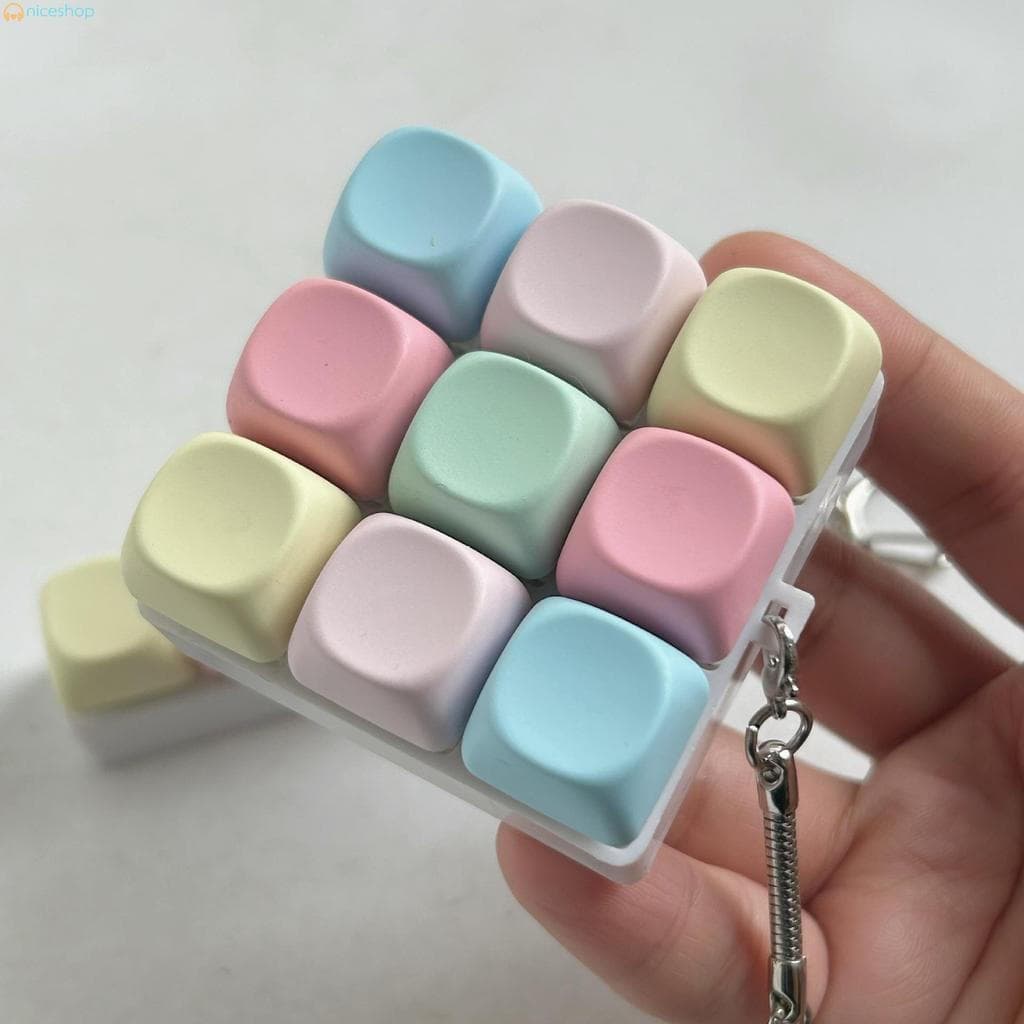 Teclado Com Chaveiro Fidget De 4/9 Teclas-Brinquedo De Descompressão Para Alívio Do Estresse Adultos