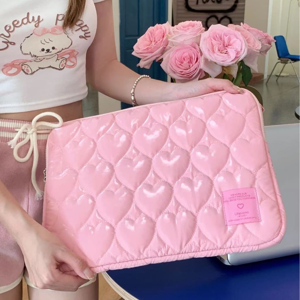 Bolsa para Laptop em Forma de Coração Estilo Coreano, Popular no Instagram, 13,3 e 15 polegadas, Adequada para IPAD de 1