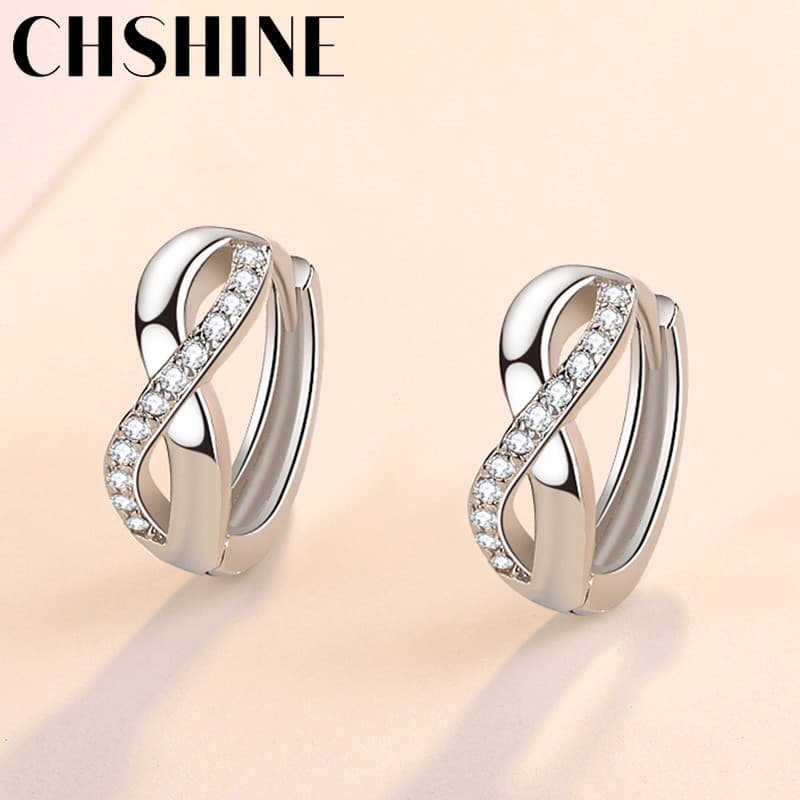 CHSHINE 925 Sterling Silver Twist Zircon Brincos Para Mulheres Banquete De Casamento Festa De Moda Jóias