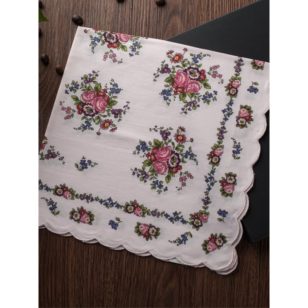 [Cool Pa] Lenço de algodão puro feminino estilo Royal Dalton renda High-End Retro luxo lenço quadrado