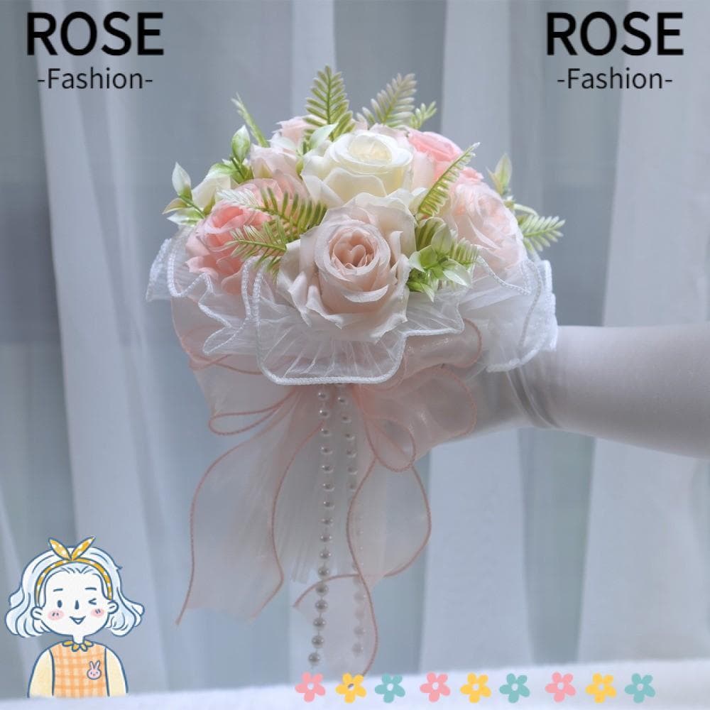 Buquês De Casamento ROSEGOODS , Buquê De Mão Artificial Romântico De Flores De Seda Doce De Dama De Honra