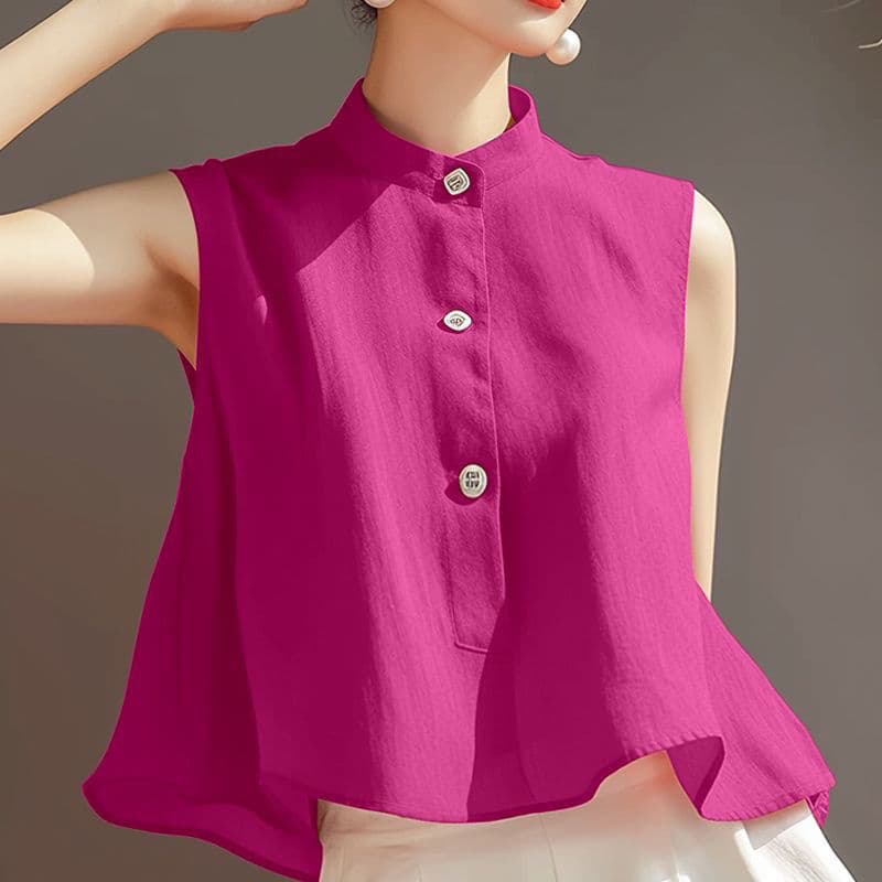 Camisa de Chiffon feminina 2024 verão novo estilo moda All-Match sem mangas cor sólida solta elegante moda camisa colete