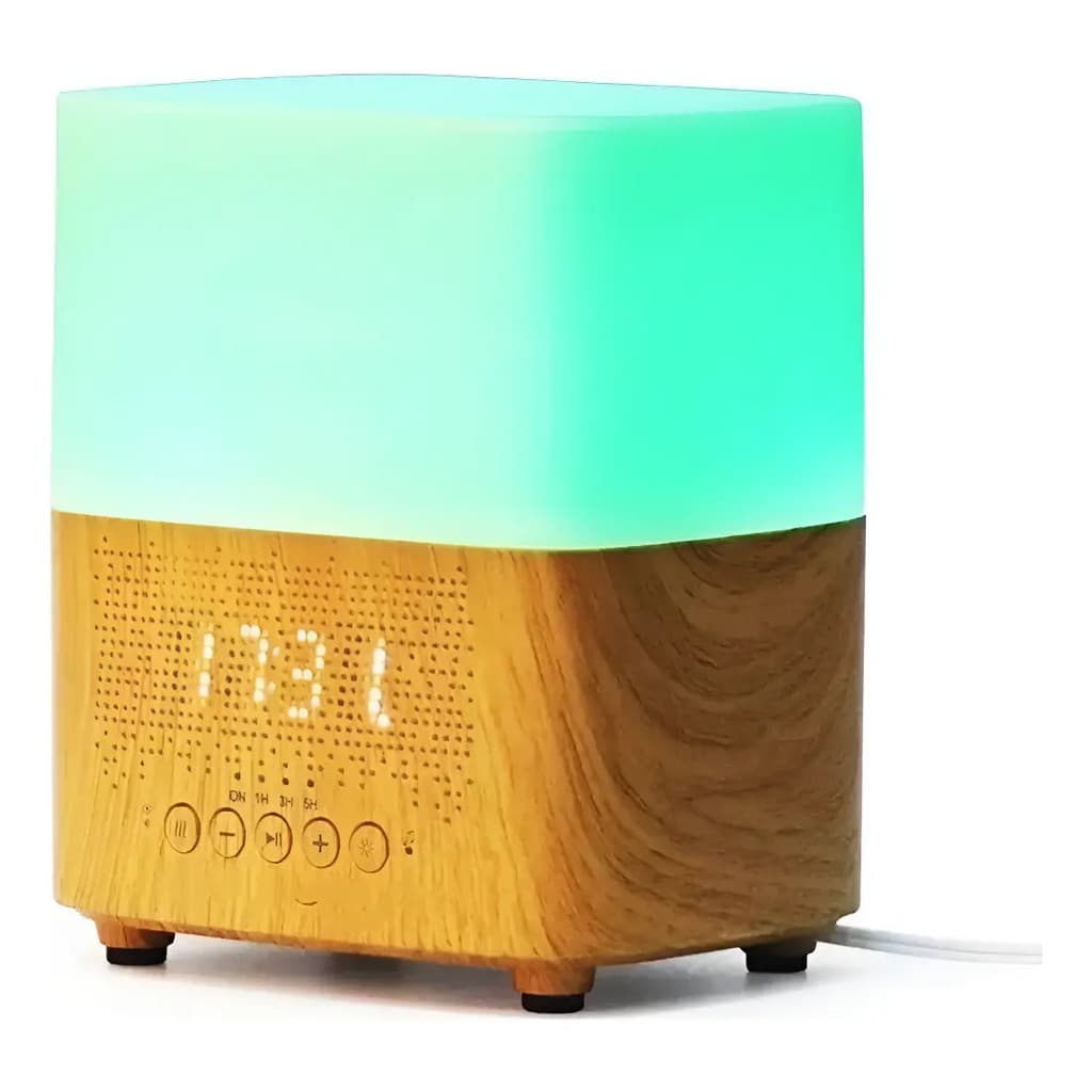 Umidificador Aromatizador com Caixa de Som Bluetooth Relógio LED e Difusor 300ml