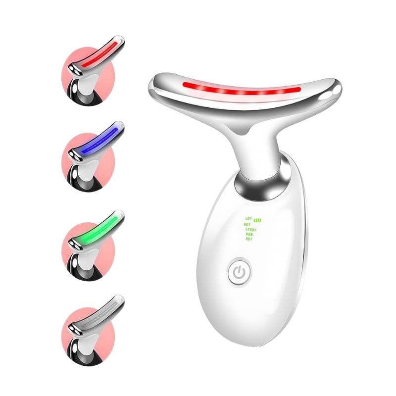 Massageador Branco Aparelho Recarregável para Tratamento Facial Led Lift Desligamento automático Aquecimento até 45°C