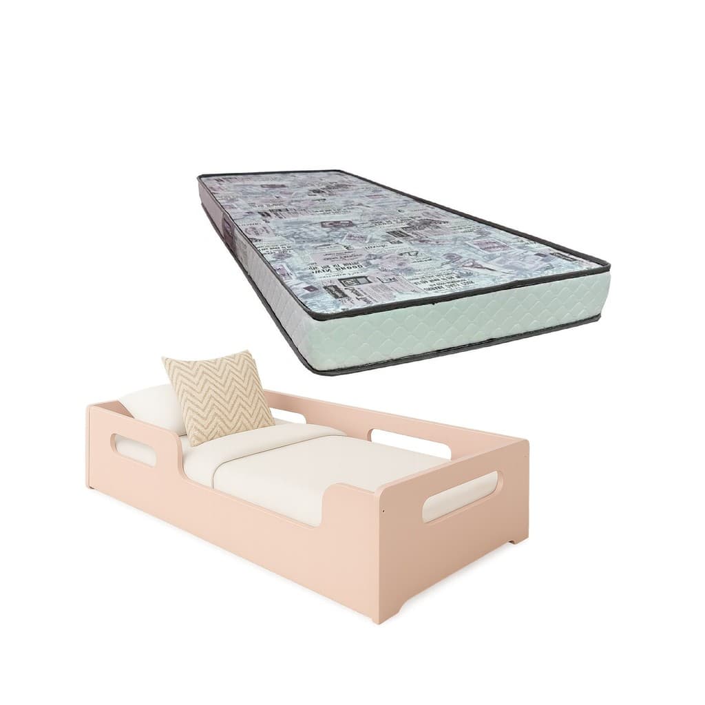 Cama Montessoriana Solteiro Infantil Princesa Meninas- P/ Crianças C/ Colchão D23 - Rosa