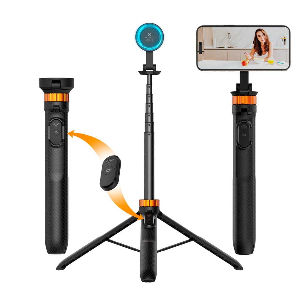 Bastão de Selfie c/ Tripé K&F c/ Controle Remoto + Adaptador