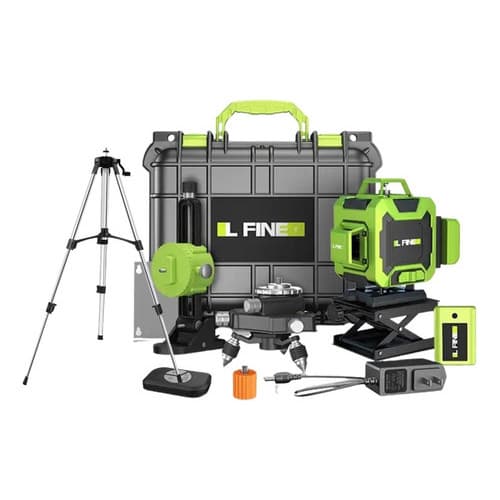 Nível Laser Verde 16 Linhas 4D360 2 Baterias Controle Tripé de alumínio 1,5 M Esquadro Prumo