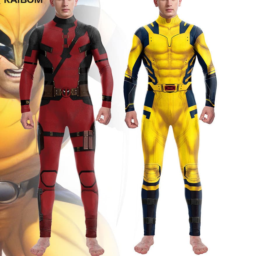 Macacão Slim Fit 3D Halloween Deadpool 3 Wolverine Hornet LHHI