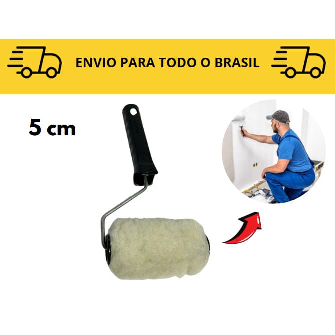 Rolo para pintura Lã 5cm / rolo de pintura com cabo / acabamento pintura