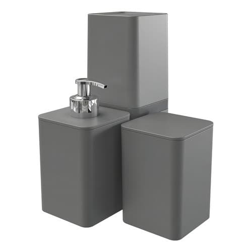 Kit Para Banheiro Com 3 Peças Smile Cinza