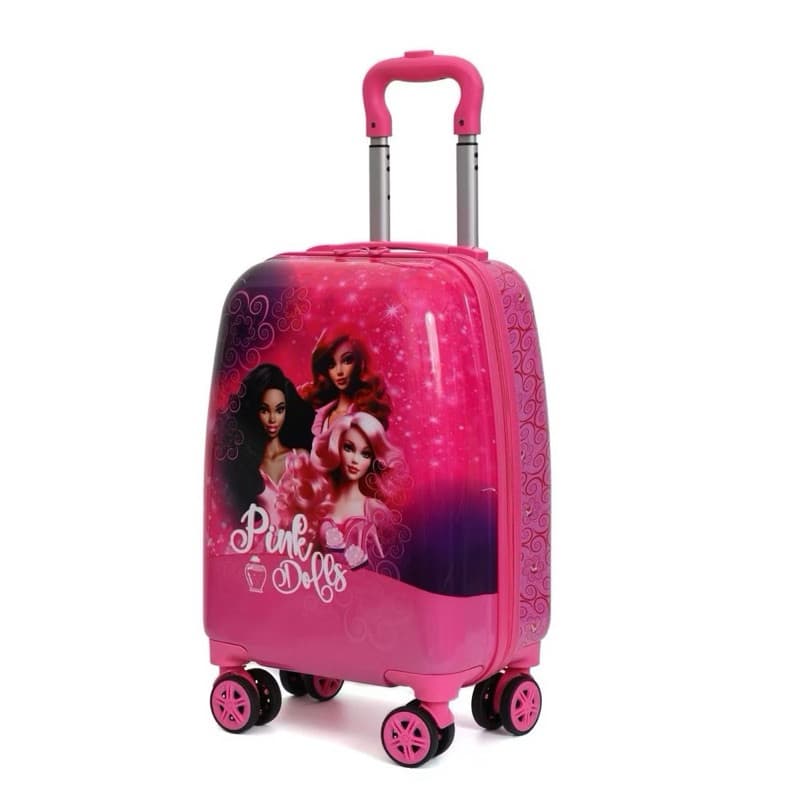 Mala Infantil Escolar Viagem Boneca Pink Dolls 10kg ABS Rígido Rodinha 360°