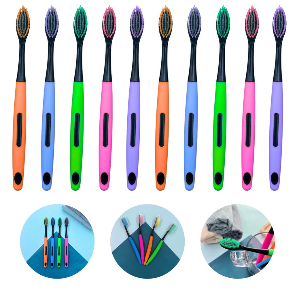 10 Unidades De Escova Dental Ultra Macia Adulto Com Capa Protetora
