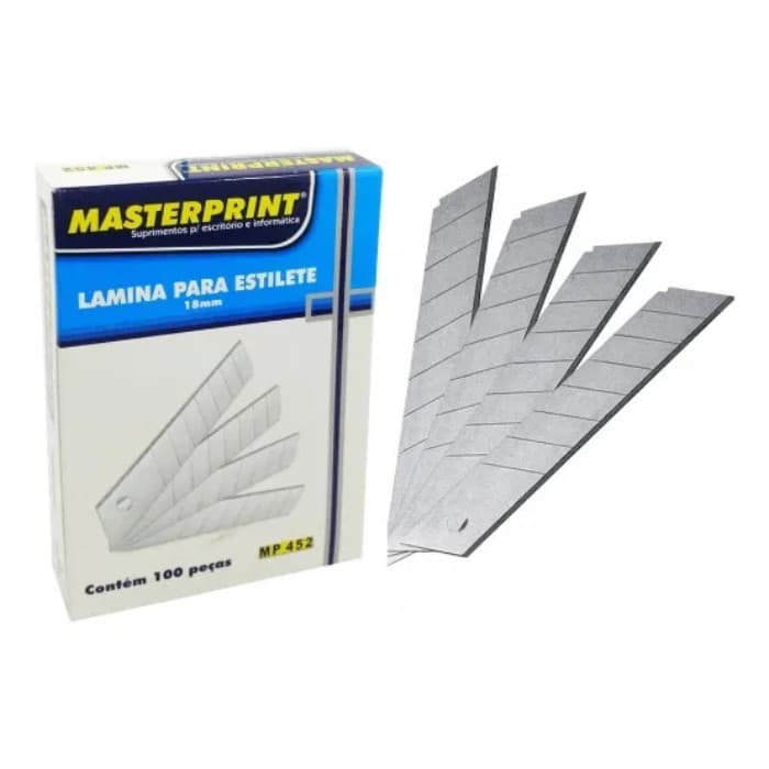 Lamina Estilete Larga 18mm Masterprint Mp452 100 Unidades