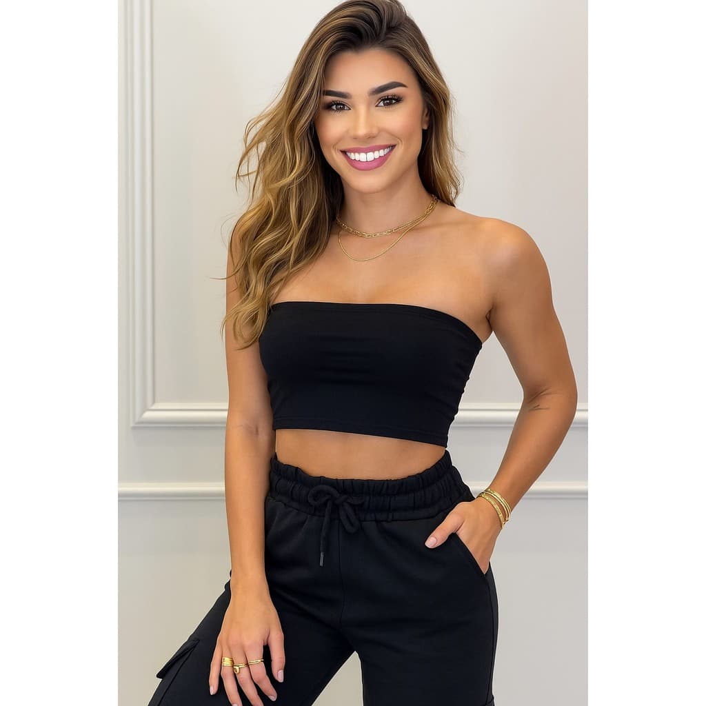 Cropped Tube Top Suplex Verão Blogueira Tomara Que Caia