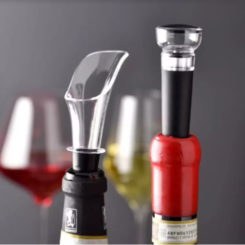 Bico Aerador e Tampa para Vinhos Acrílico Borracha