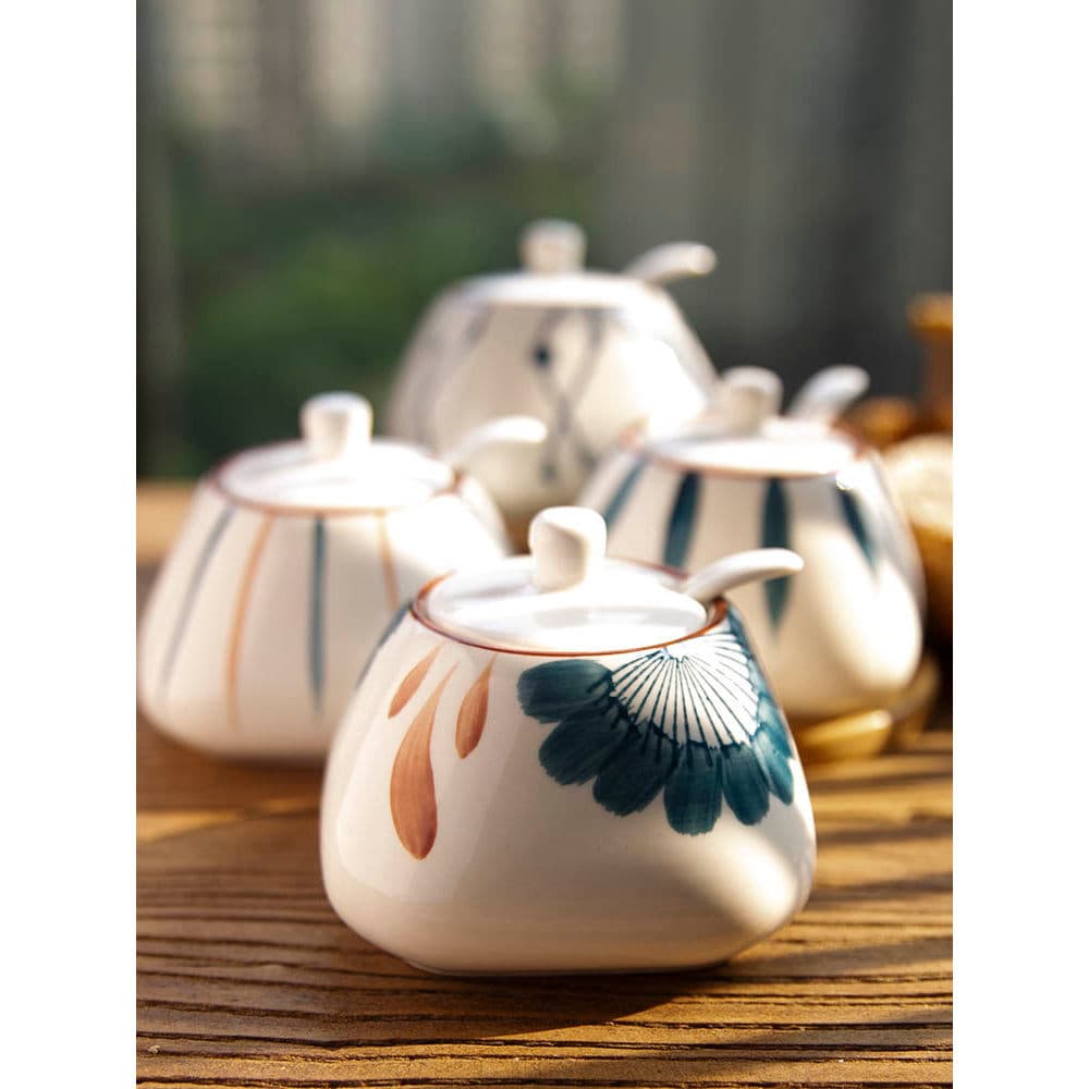 Estilo japonês quatro estações resistente a altas temperaturas Underglaze cor cerâmica tempero jar cozinha doméstica sal
