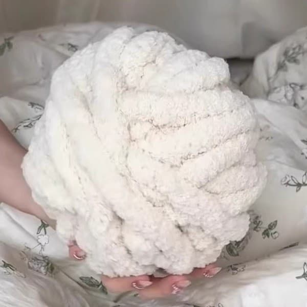 Lenço de dedo grosso tricotado à mão com linha de gelo de lã