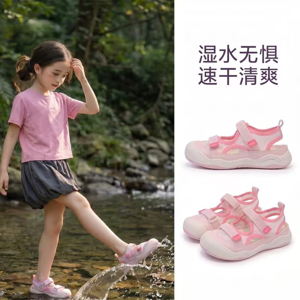 Meninas sandálias verão 2026 novo estilo meninas Baotou tênis verão crianças Upstream sapatos respirável grandes criança