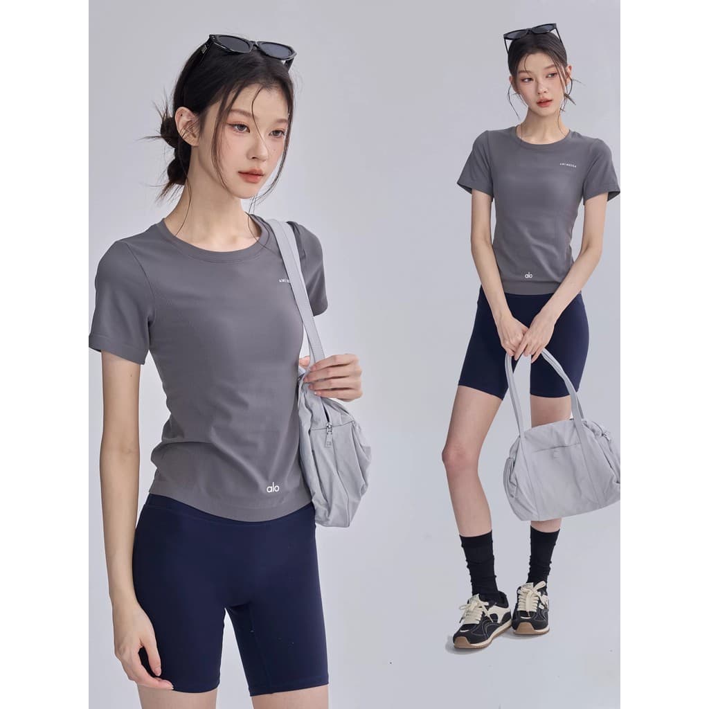 Verão fino de secagem rápida Yoga Wear manga curta sem costura esportes camiseta ao ar livre correndo ciclismo profissio
