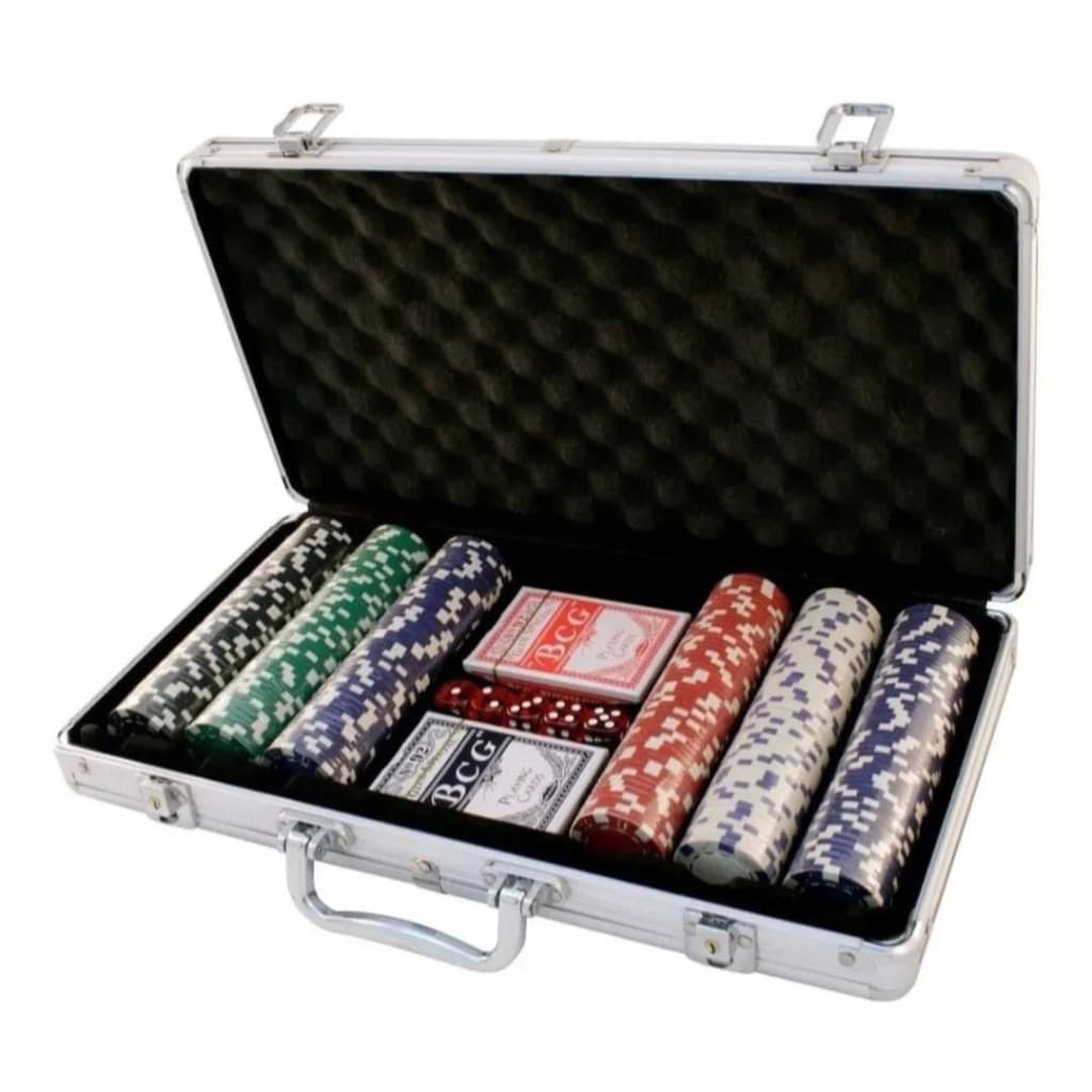 Maleta Poker 300 Fichas 2 Baralhos Sem Numeração Maleta Alumínio - Envio Imediato!
