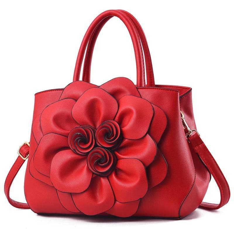 Novo estilo bolsa de ombro feminina de couro com bordado de flores, bolsa Crossbody de grande capacidade D1OO AIBY