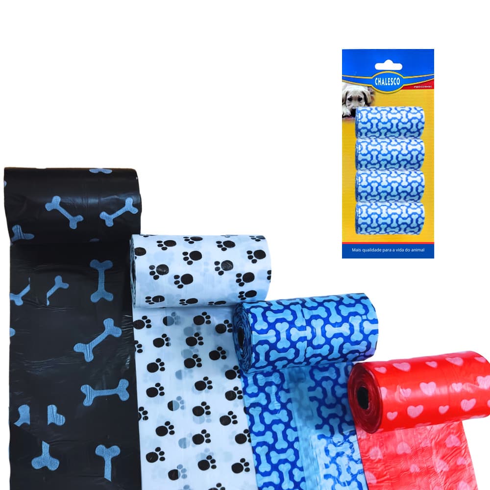 Refil de Saquinhos Higiênicos para Cães com 4 Rolos Inclusos (80 Sacolas) – Prático, Ecológico e Resistente Chalesco